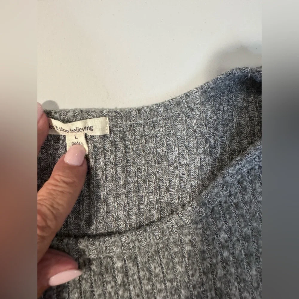 don’t.stop.believing Grey Sweater with Buttons, Size L